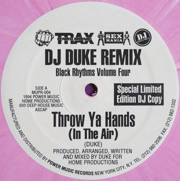 Black Rhythms : Throw Ya Hands (In The Air) (12", Ltd, S/Edition, Pin)