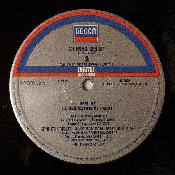 Hector Berlioz, Georg Solti, Kenneth Riegel, Frederica von Stade, José van Dam, Malcolm King, Chicago Symphony Orchestra & Chicago Symphony Chorus : La Damnation De Faust (3xLP + Box)