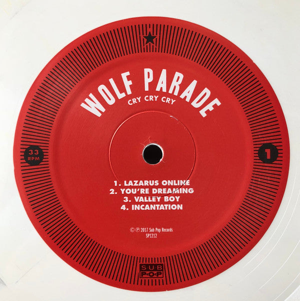 Wolf Parade : Cry Cry Cry (LP, Cre + LP, S/Sided, Etch, Cre + Album, Ltd)