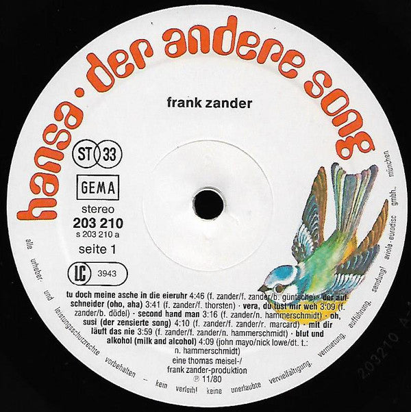 Frank Zander : Frank Zander (LP, Comp)