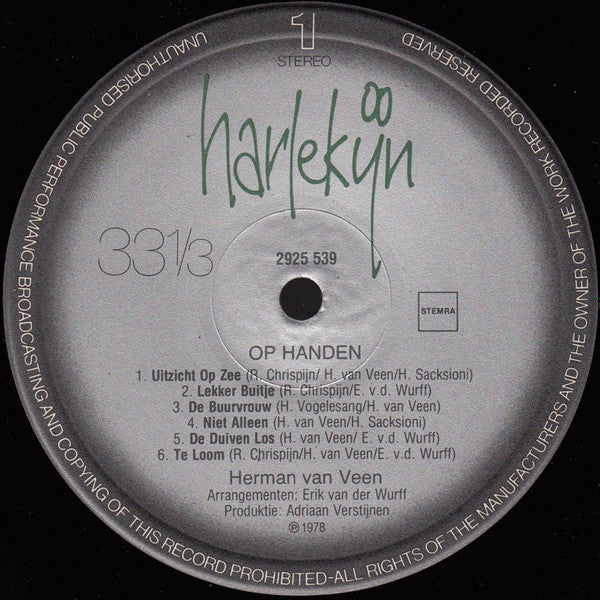 Herman van Veen : Op Handen (LP, Album, RE)