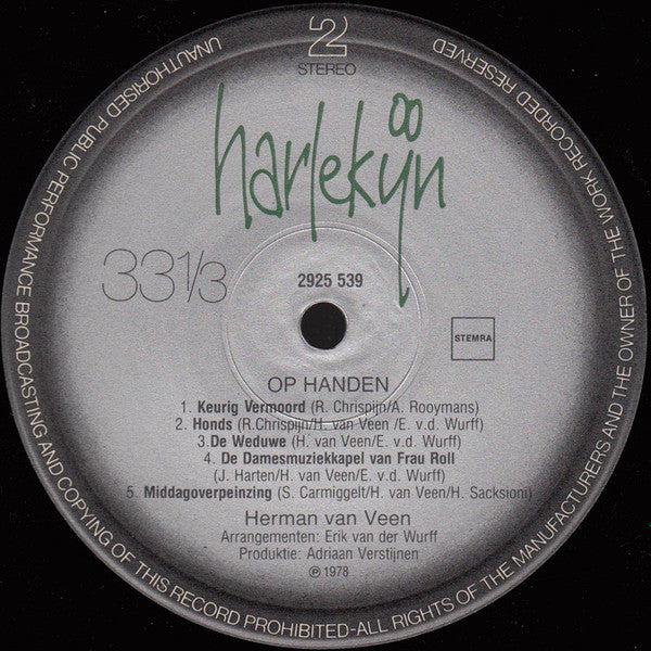 Herman van Veen : Op Handen (LP, Album, RE)