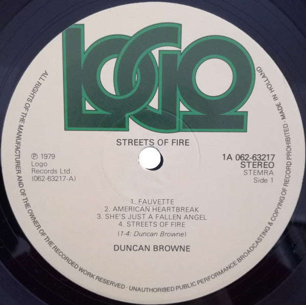 Duncan Browne : Streets Of Fire (LP, Album)
