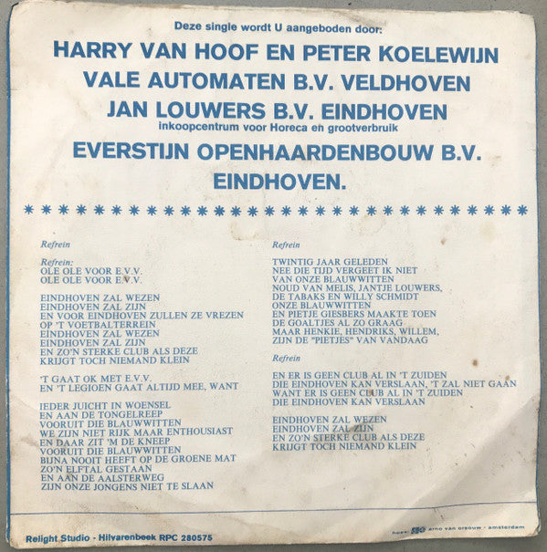 Theo De Vries En Het Koor De Blauwwitten Met The Wooltown Jazz Band : Olé Olé Voor E.V.V. (7")