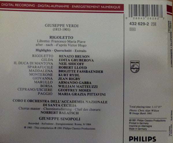 Giuseppe Verdi, Giuseppe Sinopoli : Rigoletto - Querschnitt - Highlights (CD, Comp)