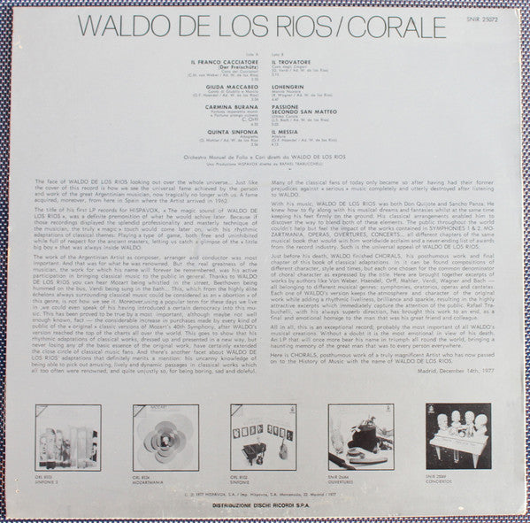 Waldo De Los Rios : Corale (LP, Album)