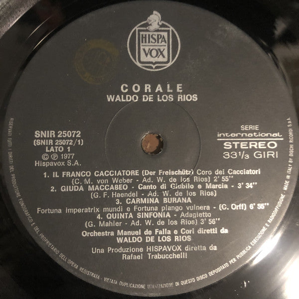Waldo De Los Rios : Corale (LP, Album)