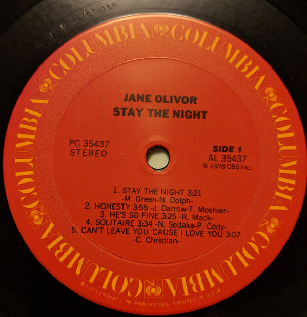 Jane Olivor : Stay The Night (LP, Album, RE)