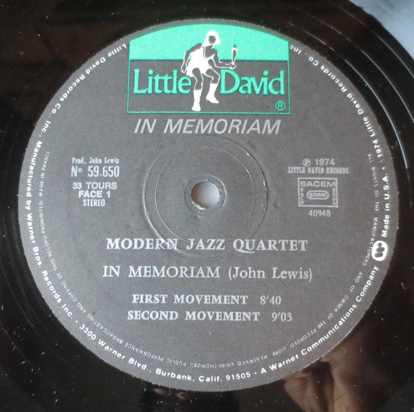 The Modern Jazz Quartet : In Memoriam (LP, Album)