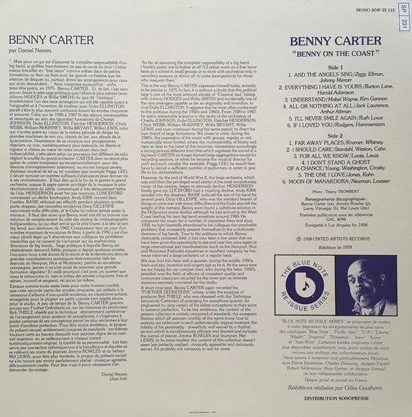 Benny Carter : Benny On The Coast (LP, Album, Mono, RE)
