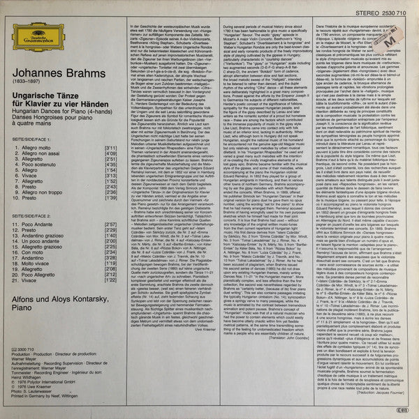 Johannes Brahms - Alfons & Aloys Kontarsky : Ungarische Tänze No. 1-21 (LP)