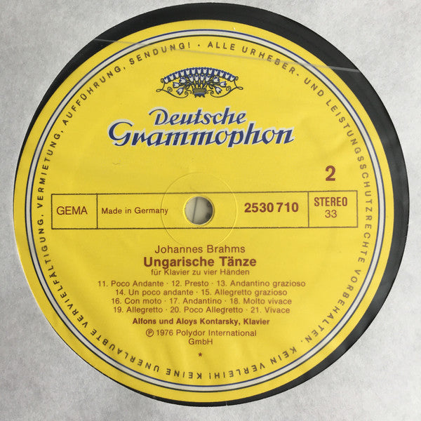 Johannes Brahms - Alfons & Aloys Kontarsky : Ungarische Tänze No. 1-21 (LP)