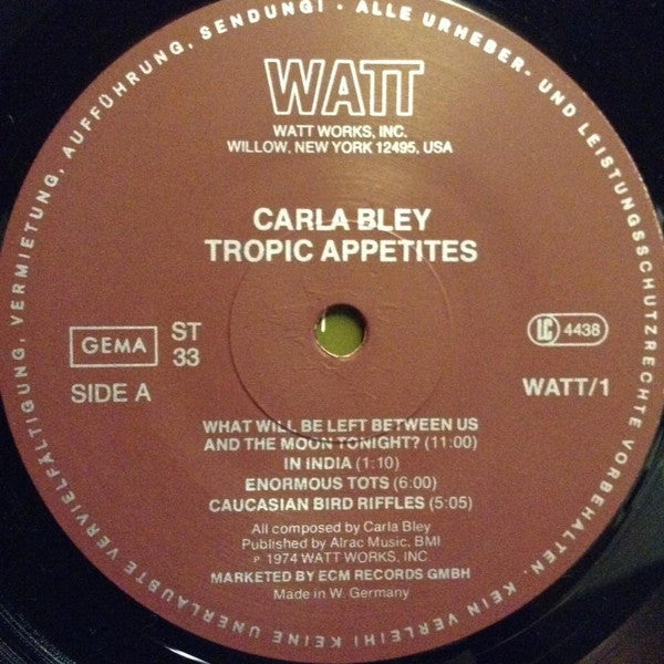 Carla Bley : Tropic Appetites (LP, Album, RE)