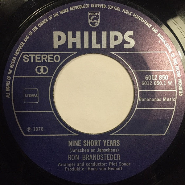 Ron Brandsteder : Nine Short Years  (7", Single)