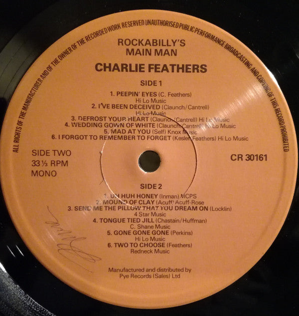 Charlie Feathers : Rockabilly's Main Man (LP, Comp)