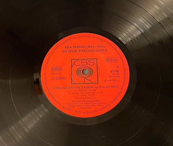 Béla Bartók - Juilliard String Quartet : Die Sechs Streichquartette (3xLP + Box)