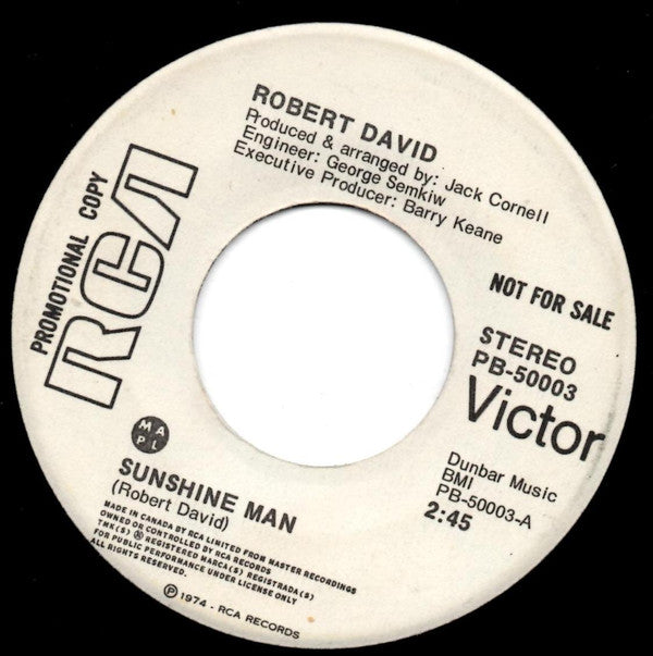 Robert David : Sunshine Man / Easier (7", Promo)