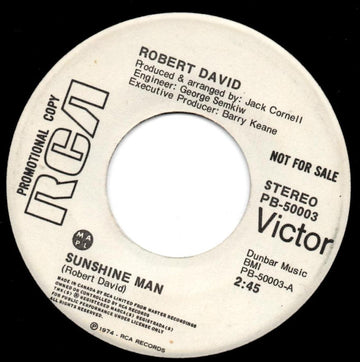 Robert David : Sunshine Man / Easier (7", Promo)