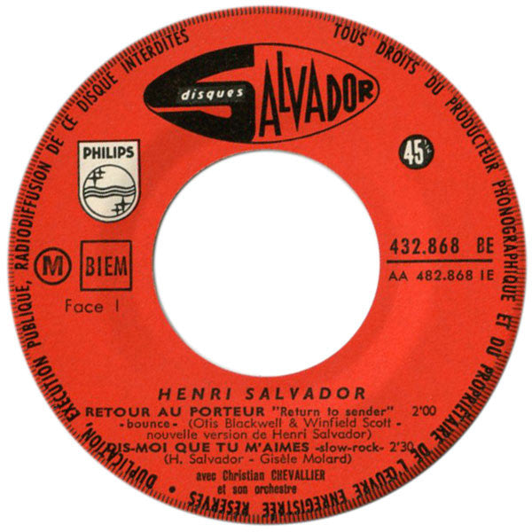 Henri Salvador : Retour Au Porteur / Dis-Moi Que Tu M'aimes (7", EP, RP)