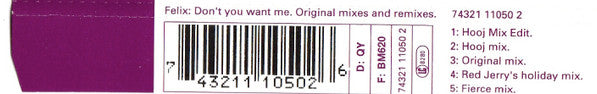 Felix : Don't You Want Me (Original Mixes And Remixes) (CD, Single)