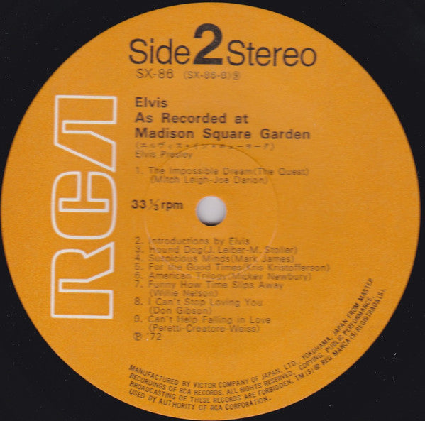 Elvis* : Elvis As Recorded At Madison Square Garden = エルヴィス・イン・ニューヨーク (LP, Album, Gat)