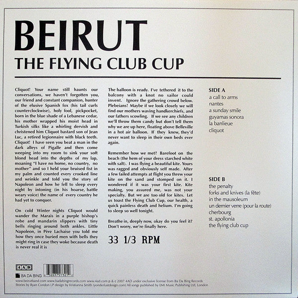 Beirut : The Flying Club Cup (LP, Album)