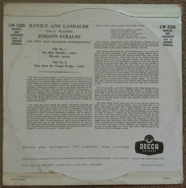 Rawicz & Landauer : Volume 3  (10")