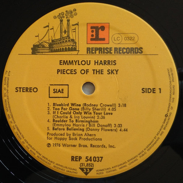 Emmylou Harris : Pieces Of The Sky (LP, Album, RE)