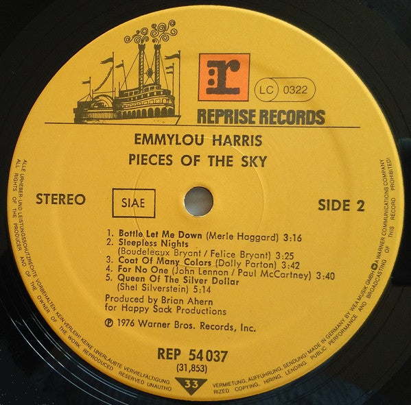 Emmylou Harris : Pieces Of The Sky (LP, Album, RE)