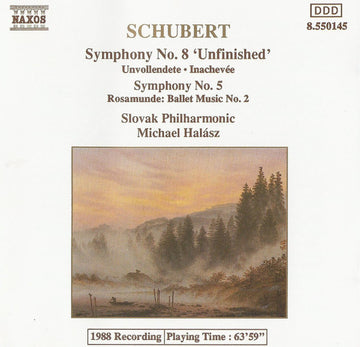 Franz Schubert, Slovak Philharmonic Orchestra, Michael Halász : Symphony No. 8 'Unfinished' / Symphony No. 5 / Rosamunde: Ballet Music No. 2 (CD)