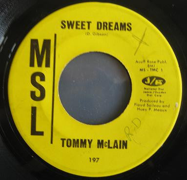 Tommy McLain : Sweet Dreams / I Need You So (7", Single, yel)