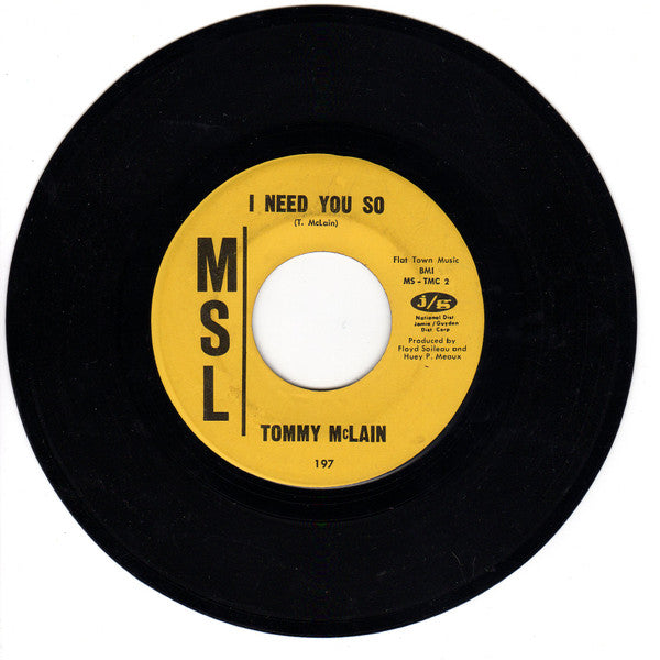 Tommy McLain : Sweet Dreams / I Need You So (7", Single, yel)