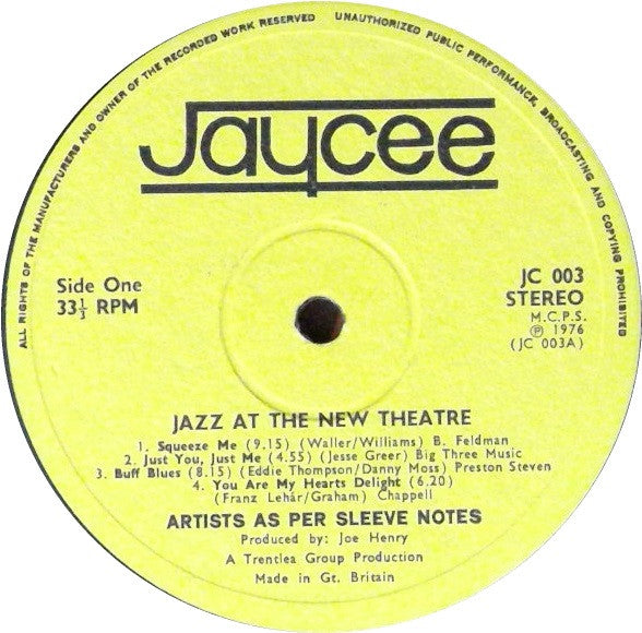 Denny Wright, Danny Moss, Len Skeat, Brian Dee, Martin Drew : Jazz At The New Theatre (LP, Album)
