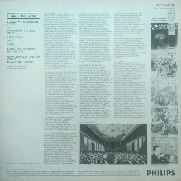 Ludwig van Beethoven, Gewandhausorchester Leipzig, Kurt Masur : Symphony No. 5 In C Minor, Op. 67 / Lenore - Overture No. 3, Op. 72b (LP)
