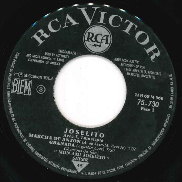Joselito Avec Libertad Lamarque : Chansons Du Film "Mon Ami Joselito" (7", EP)