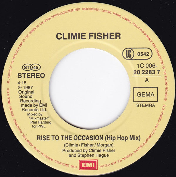 Climie Fisher : Rise To The Occasion (Hip Hop Mix) (7", Single)
