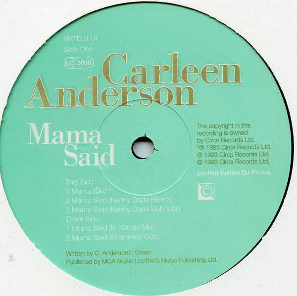 Carleen Anderson : Mama Said (12", Promo)