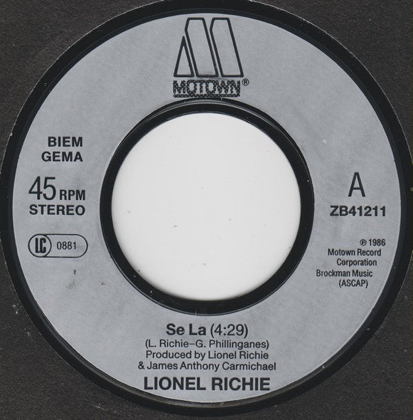 Lionel Richie : Se La (7", Single)