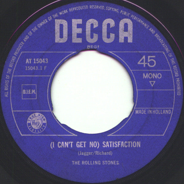 The Rolling Stones : (I Can't Get No) Satisfaction (7", Single, Mono)
