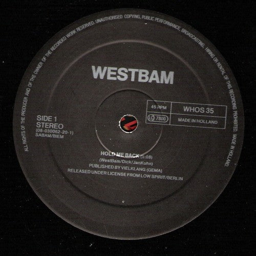 WestBam : Hold Me Back (12")