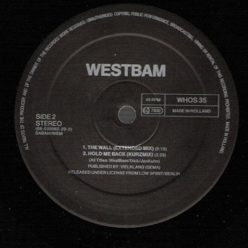 WestBam : Hold Me Back (12")