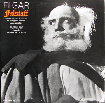 Sir Edward Elgar, Benjamin Britten, Sir Adrian Boult Conducting The London Philharmonic Orchestra : Falstaff (Symphonic Study, Opus 68) / Four Sea Interludes And Passacaglia From Peter Grimes (LP, Album)