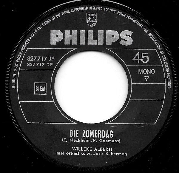 Willeke Alberti : Mijn Dagboek / Die Zomerdag (7", Single, Mono, Bla)