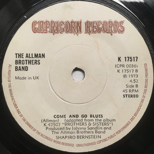 The Allman Brothers Band : Jessica (7", Single, Sol)