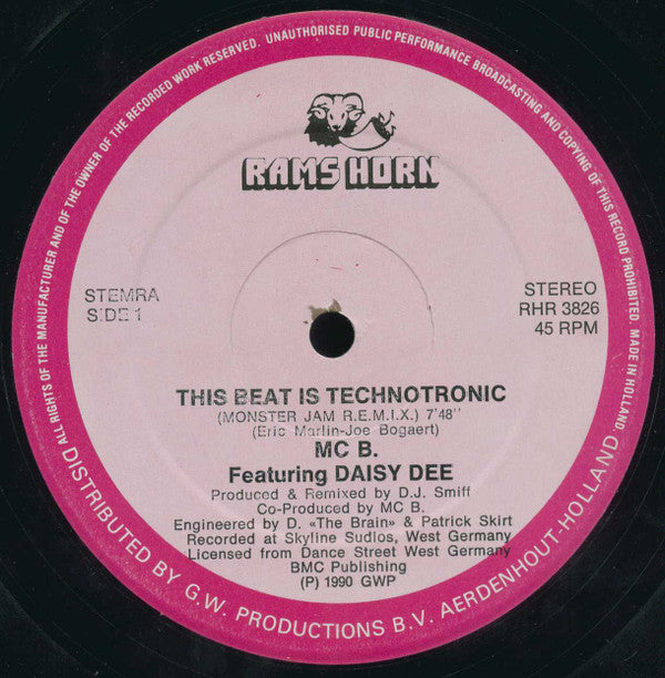 MC B Featuring Daisy Dee : This Beat Is Technotronic (Remix By DJ Smiff) (12", Maxi)