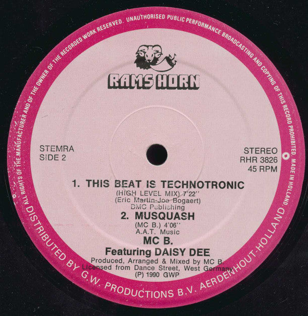 MC B Featuring Daisy Dee : This Beat Is Technotronic (Remix By DJ Smiff) (12", Maxi)