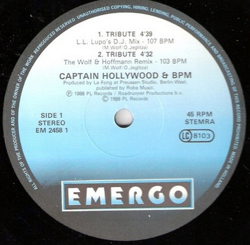 Captain Hollywood & B.P.M. (3) : P1 Volume 1 (12")