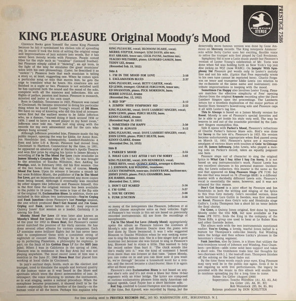 King Pleasure : Original Moody's Mood (LP, Comp, RM)