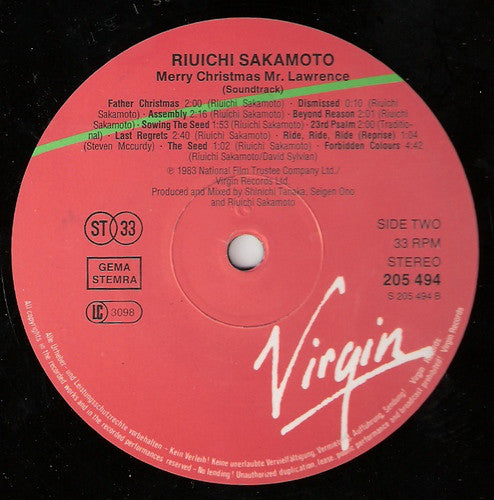 Ryuichi Sakamoto : Merry Christmas Mr. Lawrence (LP, Album)