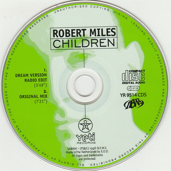 Robert Miles : Children (CD, Single, Car)
